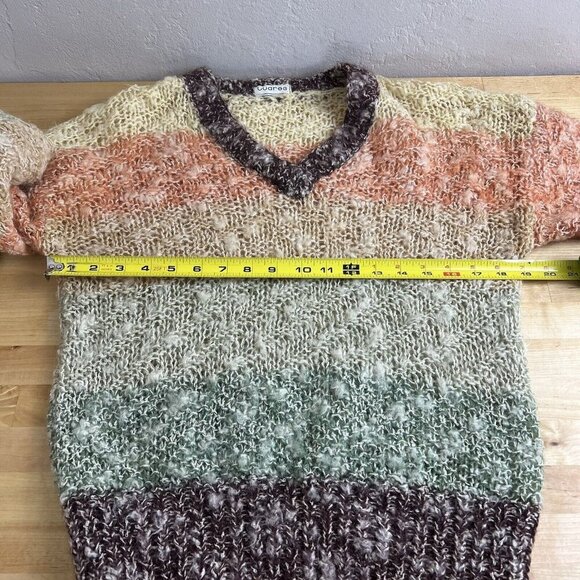 VTG Rainbow Sweater Tuareg Striped 70’s‎ Puff Sleeve Neck Retro Vintage Size S? - Picture 8 of 10